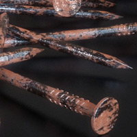 Nails – Rusty material and V-Ray Lens effect.